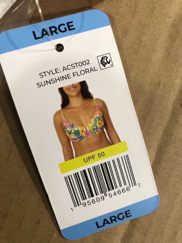 Photo 4 of Anne Cole Limited Edition Ladies Swim V-Wire Bikini Top (Sunshine Floral XL)
