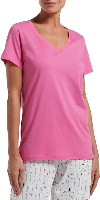 Photo 1 of HUE Women's Sleepwell Basic Short Sleeve V-Neck T-Shirt for Lounging Or Sleeping, Made with Temperature Regulating Technology
SIZE SMALL