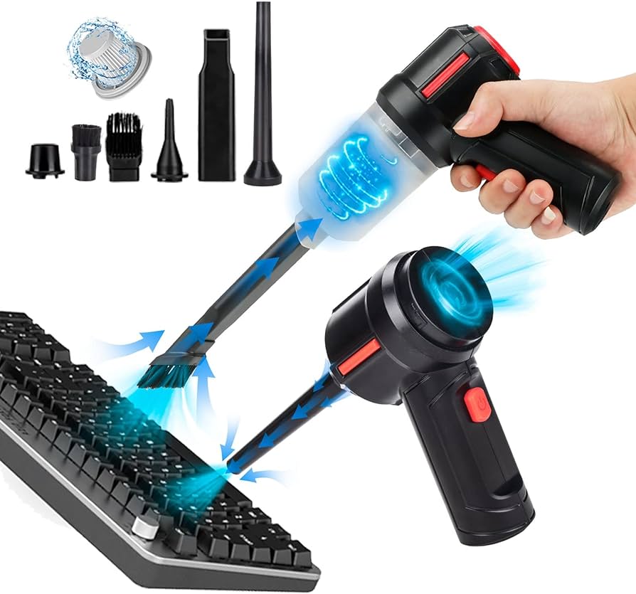 Photo 1 of Meudeen Electric Rechargeable Air Duster for Computer Cleaning- Compressed Air Duster- Mini Vacuum- Keyboard Cleaner 3-in-1