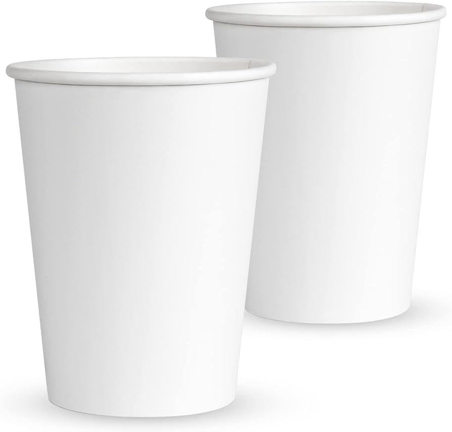 Photo 1 of [60 Sets - 12 oz] Disposable White Single Wall Paper Cups