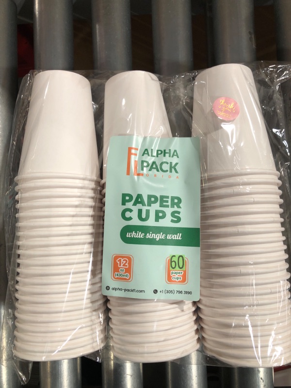 Photo 2 of [60 Sets - 12 oz] Disposable White Single Wall Paper Cups