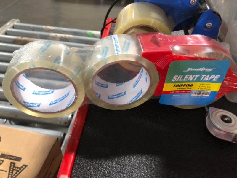 Photo 1 of YouKing Silent Clear Packing Tape with Refillable Dispenser, Heavy Duty Packaging Tape for Sealing Packing and Shipping, 1.88Inch x 55Yard (3)