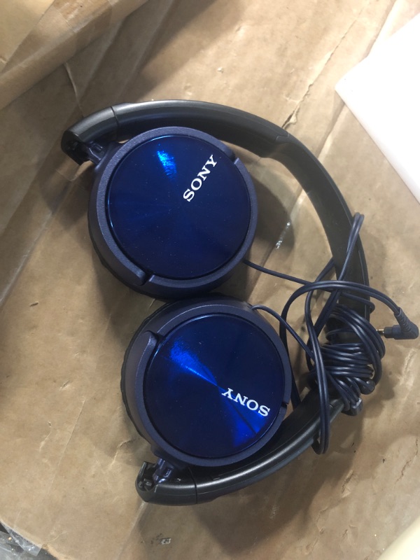 Photo 2 of Sony Foldable Headphones with Smartphone Mic and Control - Metallic Blue