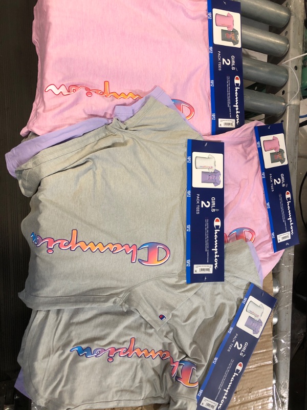 Photo 1 of Champion Girls Shirt All Day Performance Short Sleeve Tech Athletic Tee Shirt Top Kids Clothing - Great for Gym, Sports and School, Pink, Large pack of 4
