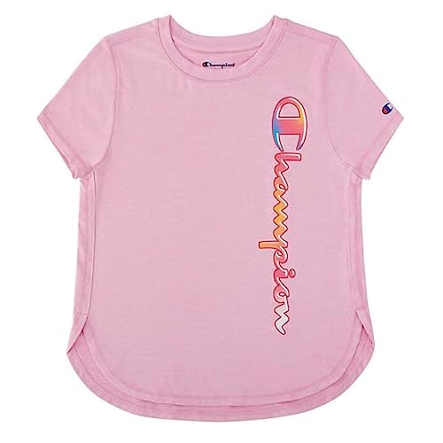 Photo 1 of Champion Girls Shirt All Day Performance Short Sleeve Tech Athletic Tee Shirt Top Kids Clothing - Great for Gym, Sports and School, Pink, Large pack of 4
