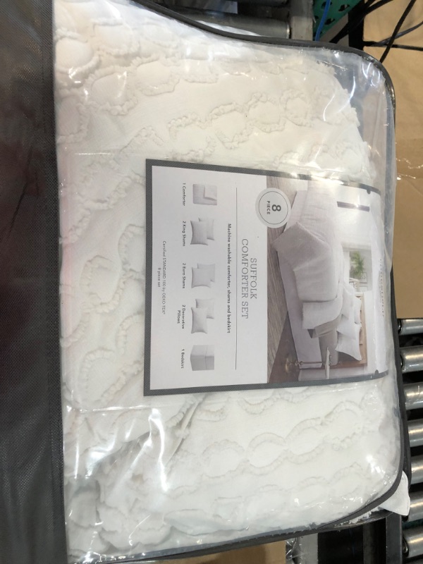 Photo 3 of 8pc King Clipped Jacquard Geo Circle Comforter Set White - Threshold™
