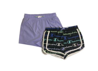 Photo 1 of Champion Girls' 2 Pack Active Stretch Comfort Shorts (Black/Land Ice, 14/16