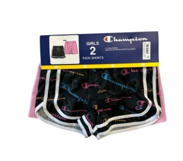 Photo 1 of Champion Girl's Adjustable Waist 2-Pack 2.5" Inseam Active Shorts (Black/Pink.7/8)