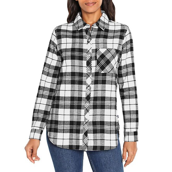 Photo 1 of Gap Ladies Relaxed Fit Flannel X LARGE WHITE AND BLACK