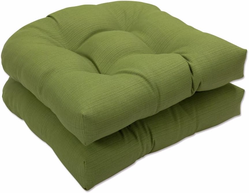 Photo 1 of 
Pillow Perfect Forsyth Solid Indoor/Outdoor Wicker Patio Seat Cushions, Plush Fiber Fill, Weather and Fade Resistant, 2 Count, Green, Round Corner