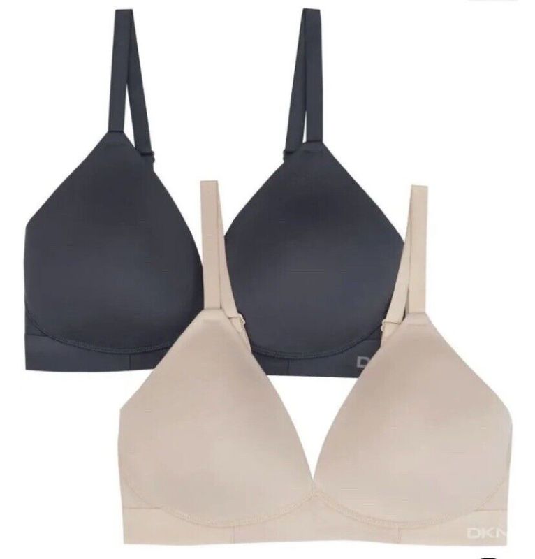 Photo 1 of DKNY Ladies 2 Pack Wireless Microfiber Plunge Bra in Ink/Sand XL
