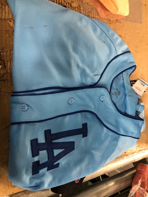 Photo 1 of champion blue dodgers button down jersey 