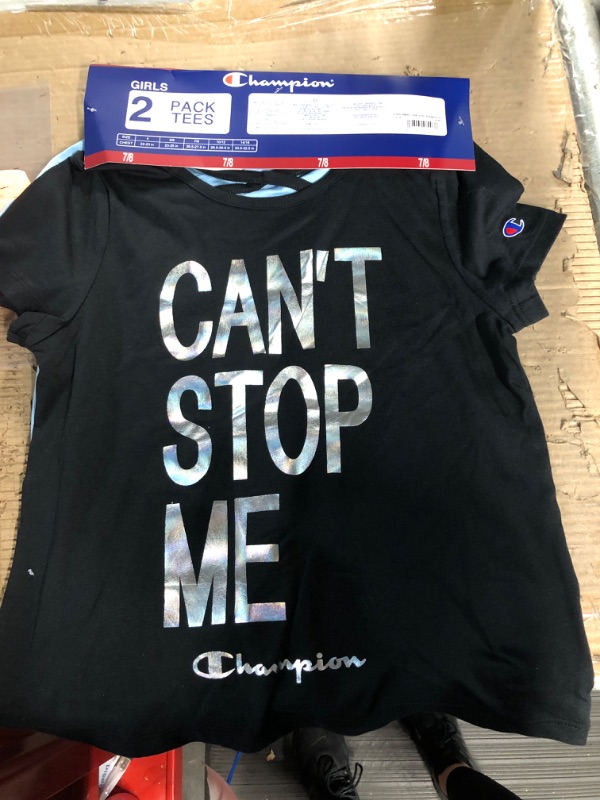 Photo 1 of Champion Girls Shirt All Day Performance Short Sleeve Tech Athletic Tee Shirt Top Kids Clothing - Great for Gym, Sports and School, Black, Medium
