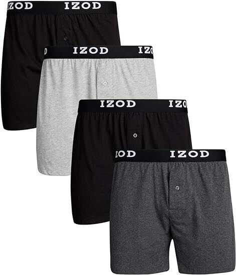 Photo 1 of IZOD XL Men's 4 Pack Knit Boxer Brief Underwear NEW Navy Blue Black Gray
