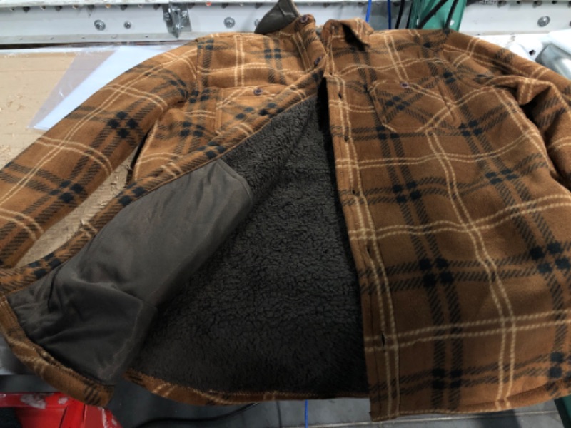 Photo 2 of ADULT SMALL BROWN PLAID BUTTON UP JACKET- WEATHERPROOF 