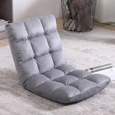 Photo 1 of  Lazy Sofa Flannel Floor Chair Solid Color Soft Couch Bed Adjustable Leisure Upholstered Folding Sturdy Grey