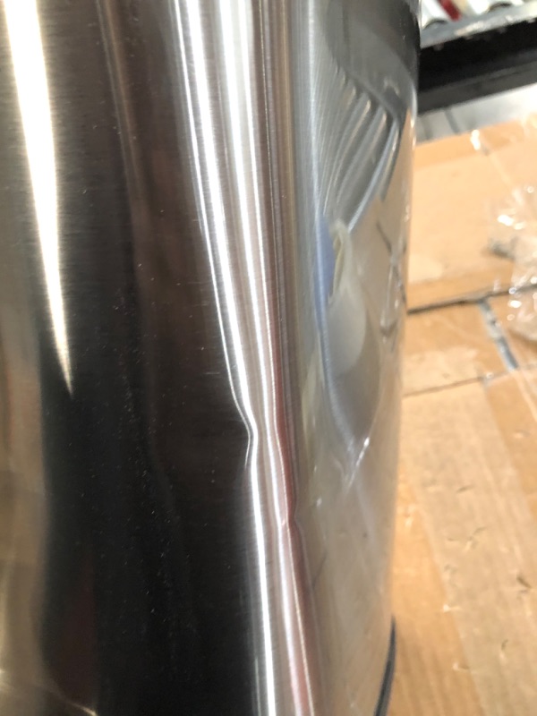 Photo 1 of Amazon Basics 12 Liter / 3.1 Gallon Soft-Close, Smude Resistant Small Trash Can with Foot Pedal - Brushed Stainless Steel, Satin Nickel Finish 12L / 3.1 Gallon