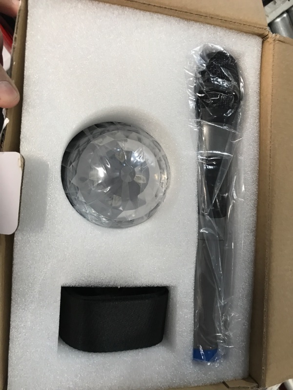 Photo 1 of Amazmic Karaoke Machine with 2 Wireless Microphones, Bluetooth Portable PA System Bluetooth Speaker with Disco Lights for Kids & Adults, Family Party/Speach, Supports TF Card/USB, AUX in, FM 7