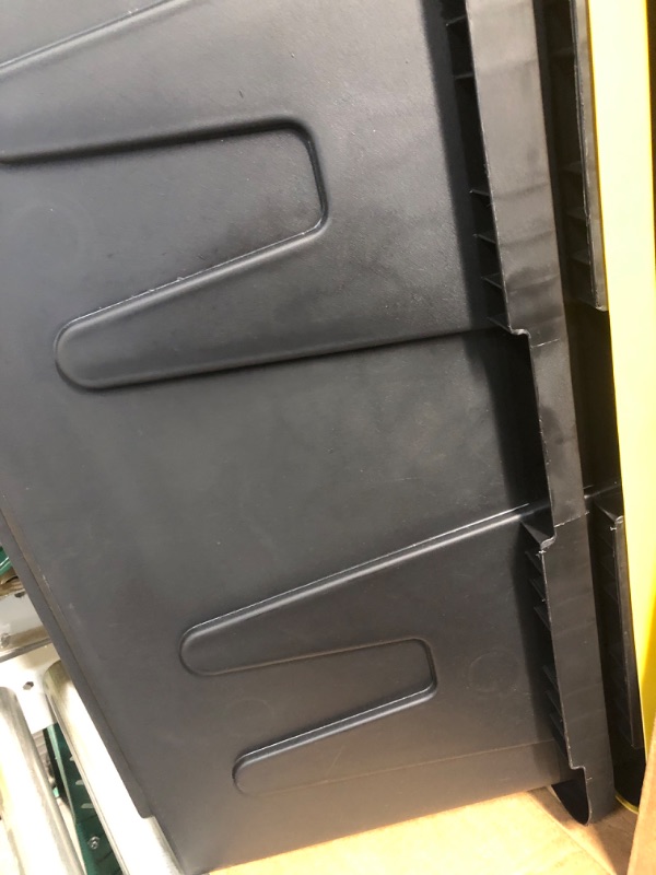 Photo 1 of Homz Durabilt 27 Gallon Capacity Flip Lid Stackable Heavy Duty Tough Storage Container Tote, Black Base with Yellow Lid (2 Pack) Black Base/Yellow Lid 27 Gallon (Pack of 2)