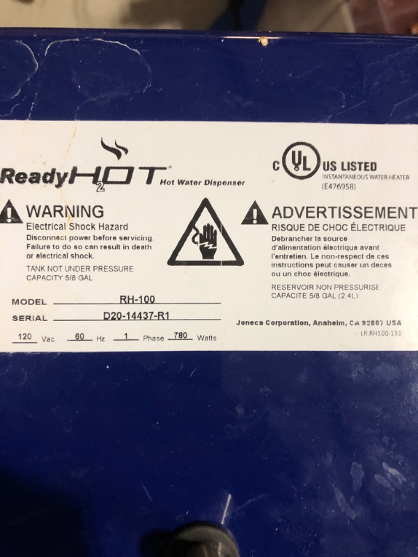 Photo 5 of * used * sold for parts/repair * 
Ready Hot 41-RH-100-F570-BN Hot Water Dispenser System, 2.5 Quarts, Manual Temperature Control