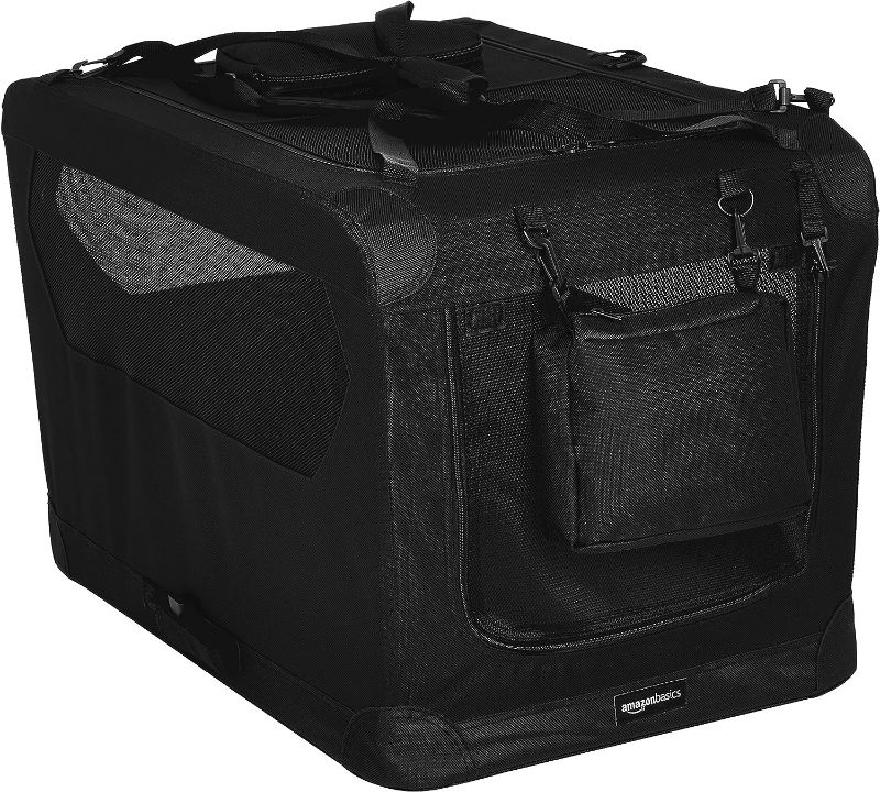 Photo 1 of Amazon Basics Folding Portable Soft Pet Dog Crate Carrier Kennel, 30 x 21 x 21 Inches, Black
