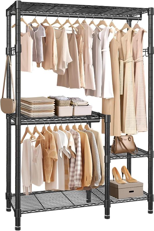 Photo 1 of  Portable Closet Organizer System Heavy Duty Garment Rack, Black