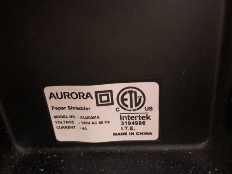 Photo 7 of Aurora Commercial Grade 200-Sheet Auto Feed High Security Micro-Cut Paper Shredder/ 60 Minutes/ Security Level P-5 200-Sheet AutoFeed MicroCut MicroCut