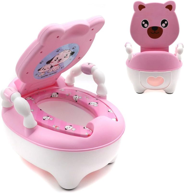 Photo 1 of *MINOR DAMAGE HANDLE BROKEN SEE PHOTOS** Baby Kids Pink Bear Portable Potty Training Toilet Seat With Pad Toddler Lovely Toilet Comfortable Soft Seat Stool Chair