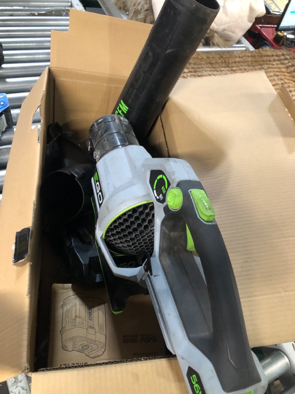 Photo 2 of **DOESN'T TURN ON BUT BATTERY LIFE IS GOOD** SELLING FOR PARTS * EGO Power+ LB6703 670 CFM 180 MPH 56V Lithium-Ion Cordless Electric Variable-Speed Blower Kit with 4.0Ah Battery and 320W Charger Included, Black 670 CFM Blower Kit  w/ 4.0 Ah Battery