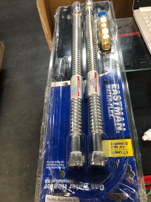 Photo 1 of **MISSING YELLOW GAS SUPPLY CONNECTOR**Eastman Gas Water Heater Installation Kit, 18 Inch Corrugated Stainless Steel Water Heater Hoses, 24 Inch Yellow Gas Supply Connector, 48280