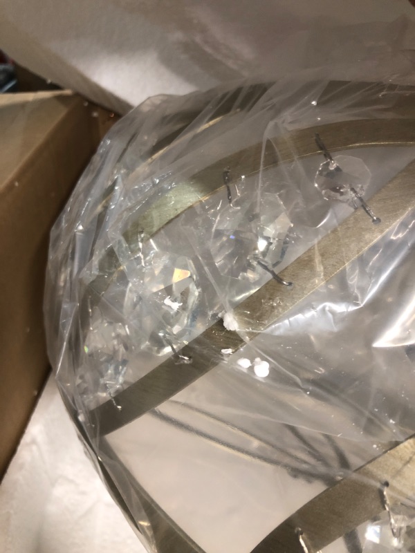 Photo 3 of *APPEARS TO BE NEW** Cage Ceiling Fan with Light Crystal Gold Fandeliers 19" Flush Mount Enclosed Ceiling Fan Remote Control 6 Speeds 4-Light for Bedroom Living Room Dining Room(Bulbs Included)