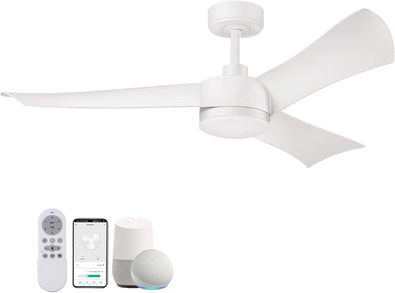 Photo 1 of ** ALEXA DEVICES NOT INCLUDED**
52" White Smart Ceiling Fan with Lights Remote Control by WIFI Alexa APP