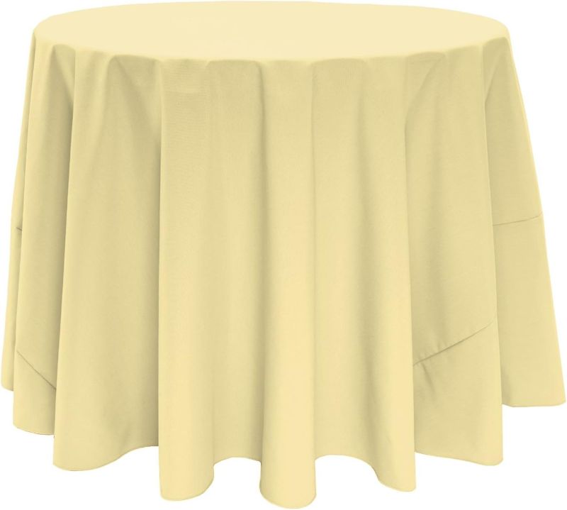 Photo 1 of * NEEDS TO BE WASHED ** Fabric Textile Products, Inc. Milliken Signature 114" Round Tablecloths 9 TOTAL - BUTTER YELLOW 