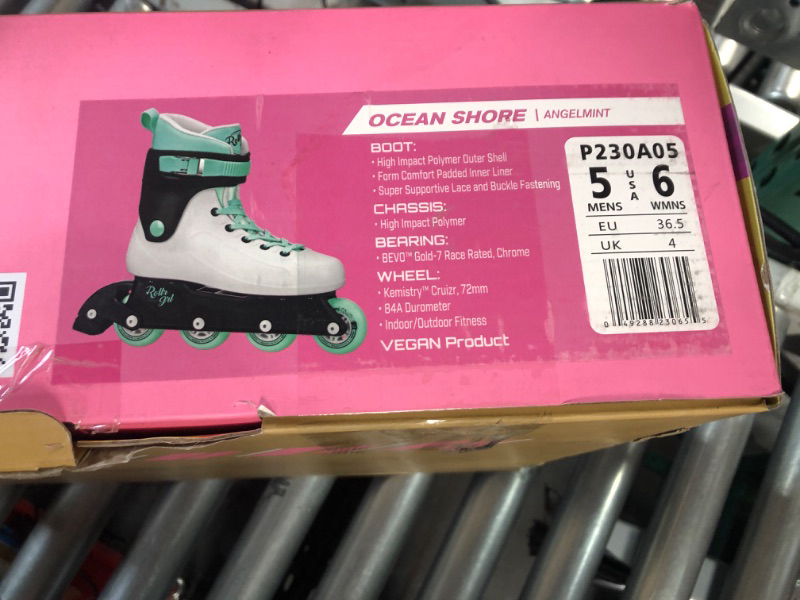 Photo 2 of *MINOR SCUFFING SEE PHOTOS** Rollr GRL Ocean Shore Inline Skates by Pacer | Skates for Women & Men | Indoor Outdoor Skates Angelmint SIZE M5/W6