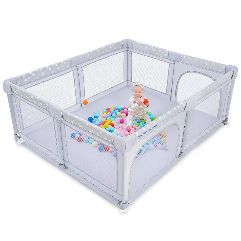 Photo 1 of ANGELBLISS Baby Playpen (Grey,63”x47”) 