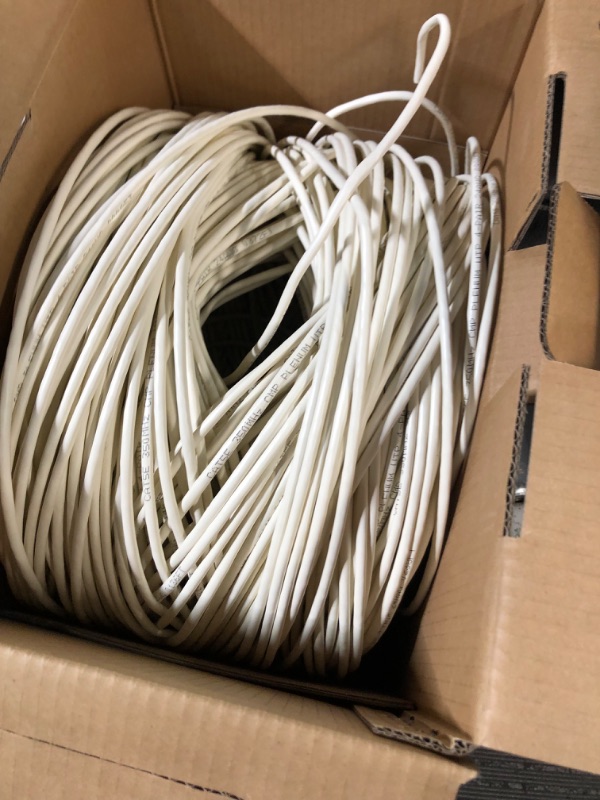 Photo 3 of CAT5e Plenum (CMP) Cable, 1000FT | 24AWG 4Pair, 350MHz Solid Network Cable Unshielded Twisted Pair (UTP), Available in Blue, White, Gray Color (White)