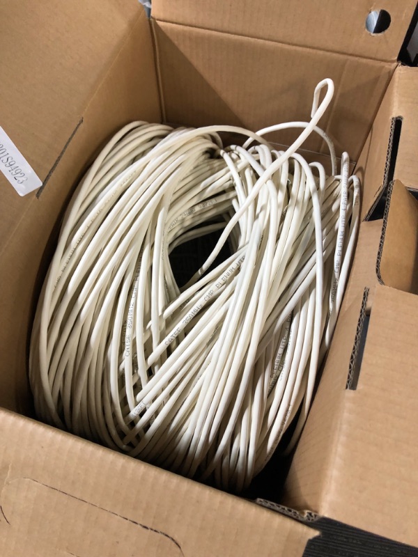 Photo 2 of CAT5e Plenum (CMP) Cable, 1000FT | 24AWG 4Pair, 350MHz Solid Network Cable Unshielded Twisted Pair (UTP), Available in Blue, White, Gray Color (White)