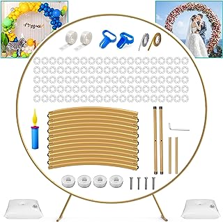 Photo 1 of ***NONFUNCTIONAL - MISSING PARTS - CANNOT BE ASSEMBLED***
Round Backdrop Stand 6.6ft - Stable Gold Circle Balloon Arch Stand Metal