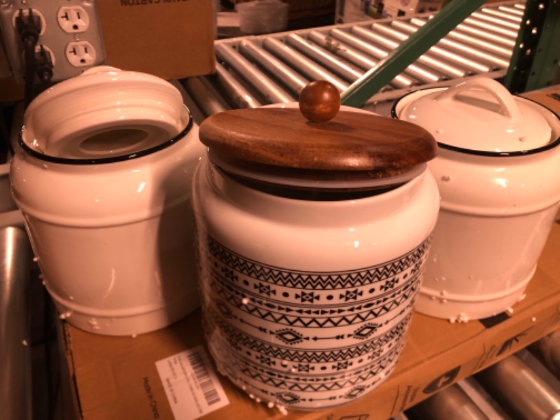 Photo 2 of **STOCK IMG AS REF SEE PHOTOS FOR ACTUAL** 3 Piece Ivory Canister Set, 