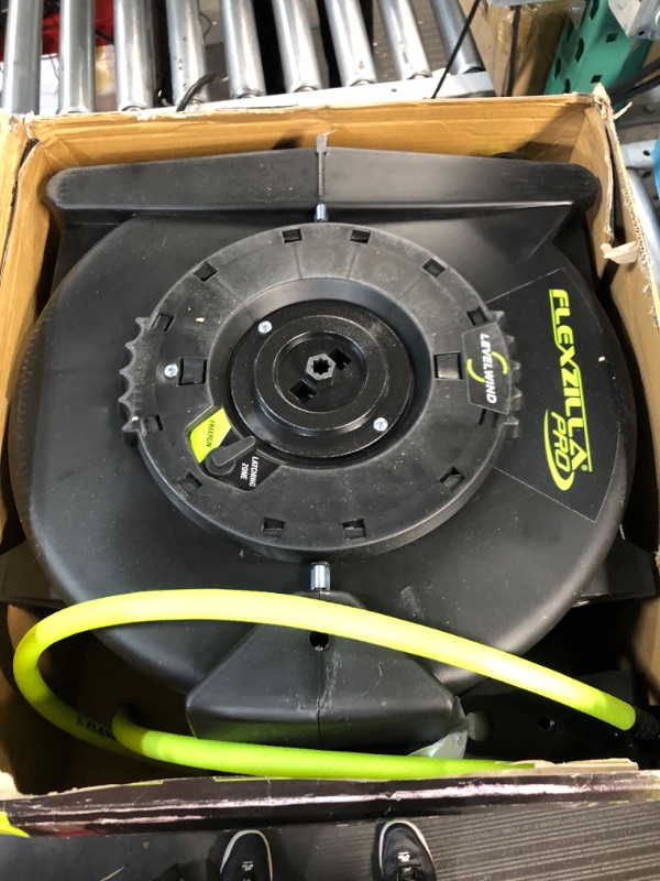 Photo 2 of Flexzilla Levelwind Retractable Air Hose Reel, 3/8 in. x 75 ft., Heavy Duty, Lightweight, Hybrid, ZillaGreen - L8306FZ 3/8" (inches) x 75' (feet)