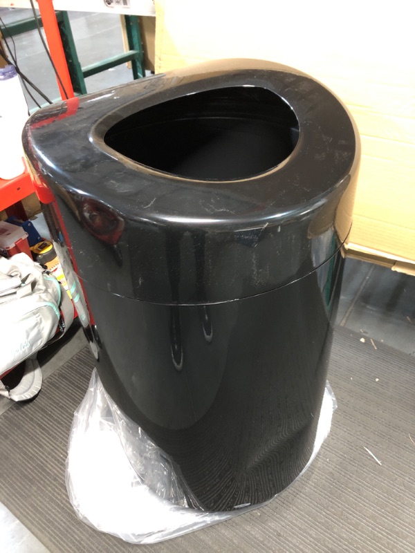 Photo 2 of *A FEW DENTS ON COVER AND BASE** Safco Products Open Top Trash Receptacle with Liner 9920BL, Black, 30 Gallon Capacity