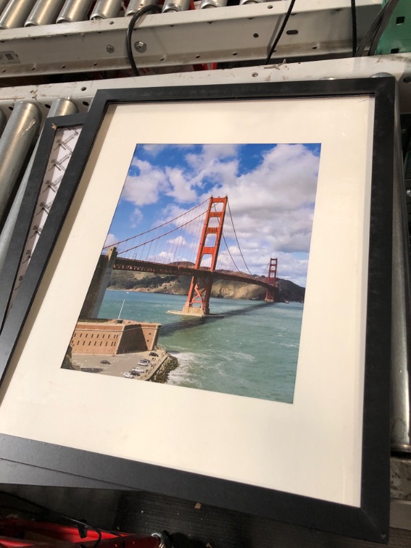 Photo 2 of *MINOR CRACK IN ONE OF THE CLEAR COVERS* LUCKYLIFE 16x20 Frames, 16x20 Picture Frame for Wall, Display Pictures 11x14 with Mat Set of 2, Black