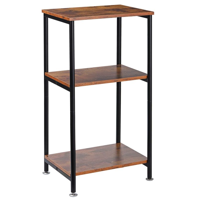 Photo 1 of Tall Side Table, 3-Tier End Table for Small Space  Rustic Brown and Black