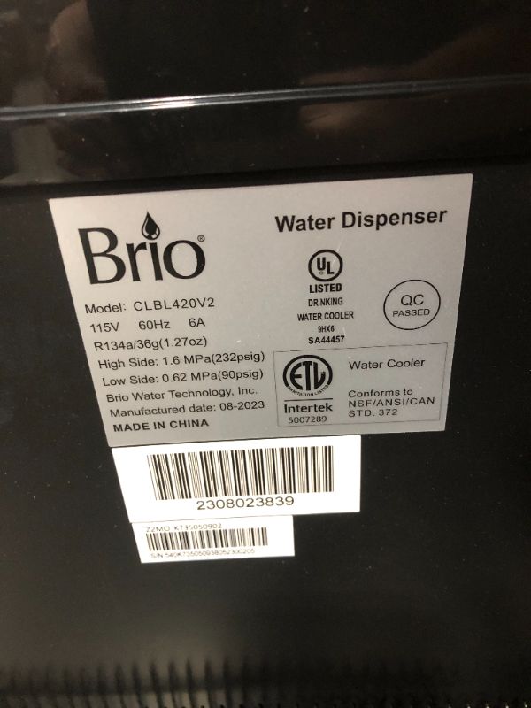 Photo 5 of ***USED AND DIRTY - POWERS ON - UNABLE TO TEST FURTHER***
Brio Bottom Loading Water Cooler Water Dispenser – Essential Series - 3 Temperature Settings