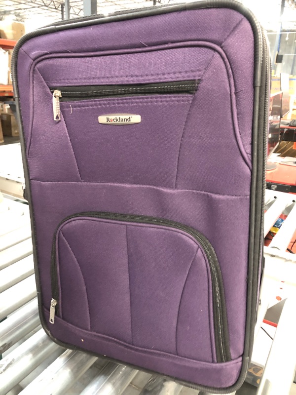 Photo 2 of *1 ZIPPER TAB BROKEN DOESN'T AFFECT USE** Rockland Fashion Softside Upright Luggage Set, Purple, 2-Piece