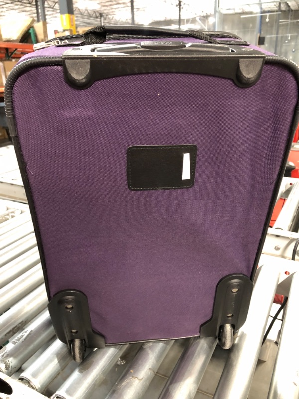 Photo 3 of *1 ZIPPER TAB BROKEN DOESN'T AFFECT USE** Rockland Fashion Softside Upright Luggage Set, Purple, 2-Piece