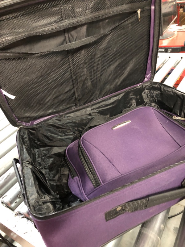 Photo 5 of *1 ZIPPER TAB BROKEN DOESN'T AFFECT USE** Rockland Fashion Softside Upright Luggage Set, Purple, 2-Piece