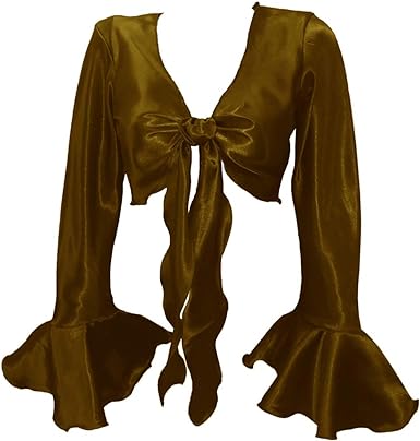 Photo 1 of Indian Trendy Women's Satin Ruffle Sleeve Tie Top Choli Blouse Belly Dance Gypsy
ONE SIZE