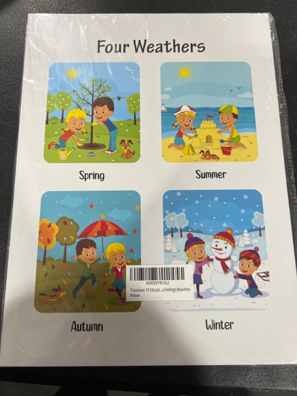 Photo 1 of Traceease 10 Educational Posters for Classroom Decor & Kindergarten Homeschool Supplies Baby, Laminated Preschool Learning Chart Materials - ABC Alphabet, Numbers, Shapes,Feelings,Weathers 9x12