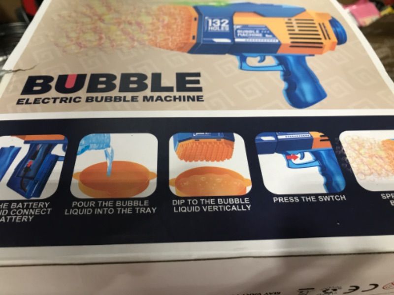Photo 1 of 132 Hole Rocket Bubble Machine Gun, Bubble Blower Machine Colorful Light Up Bubble Gun - Bubble Maker Gun Toys for Wedding Bubbles Outdoor Indoor Birthday Party Favors Gift?Blue?
